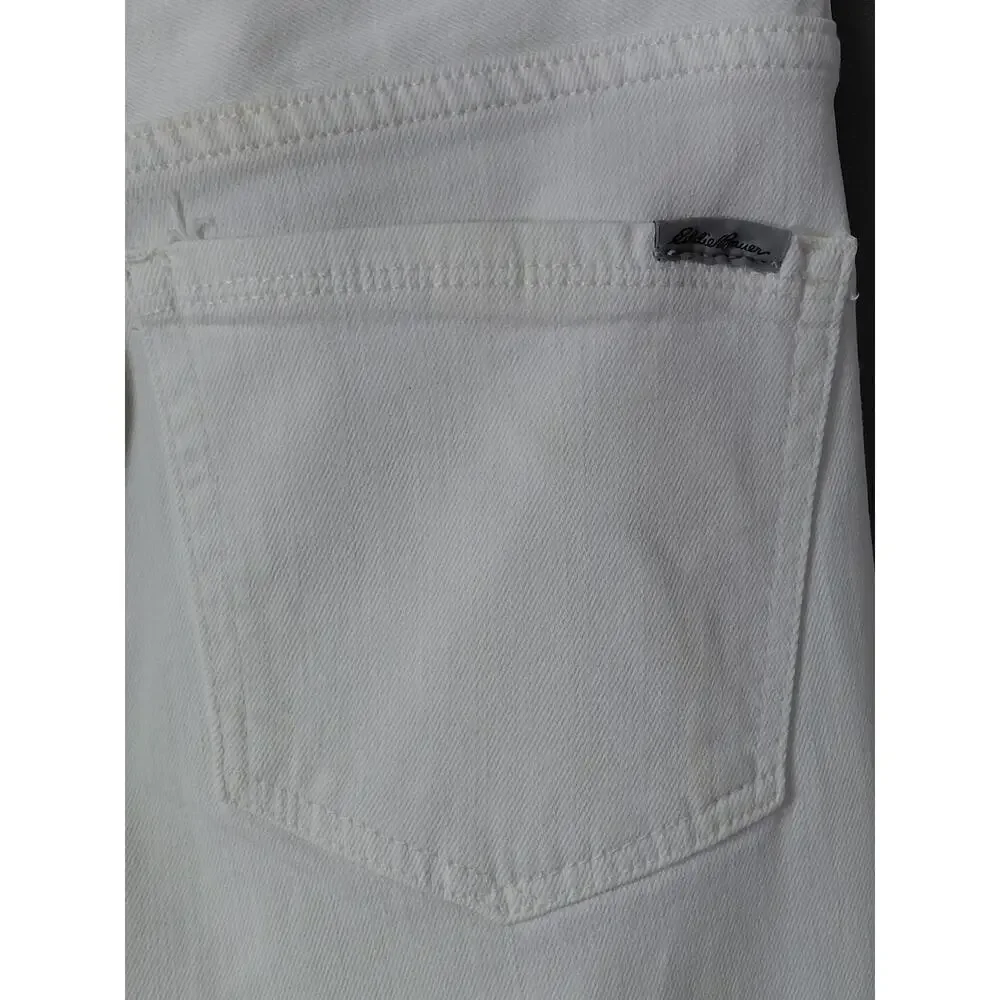 Eddie Bauer White Boyfriend Stretch Jeans Women Relaxed Denim Size 6